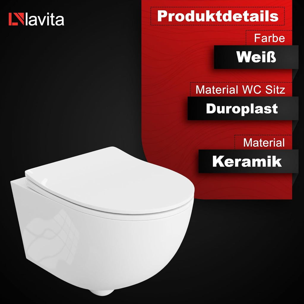 Duofix Basic Vorwandelement + Wand WC Dalia Weiß spülrandlos Tornado Spülsystem + WC-Sitz Absenkautomatik + Bedienplatte Delta 25 weiß - Komplettset