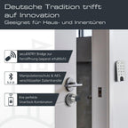 ENTRYeasy 7602 FP elektron. Türschloss, Zylinder + Keypad, Öffnung per App/Fingerprint/Pincode/Funkschlüssel, schwarz/Edelstahl, biometrisch