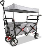 Bollerwagen faltbar FX-CT700 Grau • klappbarer Handwagen mit Bremsen • höhenverstellbarer Griff • gepolsterter Sitzbereich • platzsparend