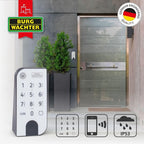 Elektronisches Türschloss, Zylinder und Keypad, Öffnung mit App, Pincode oder Funkschlüssel, ENTRYeasy 7601 PIN, Schwarz/Edelstahl Tastenfeld