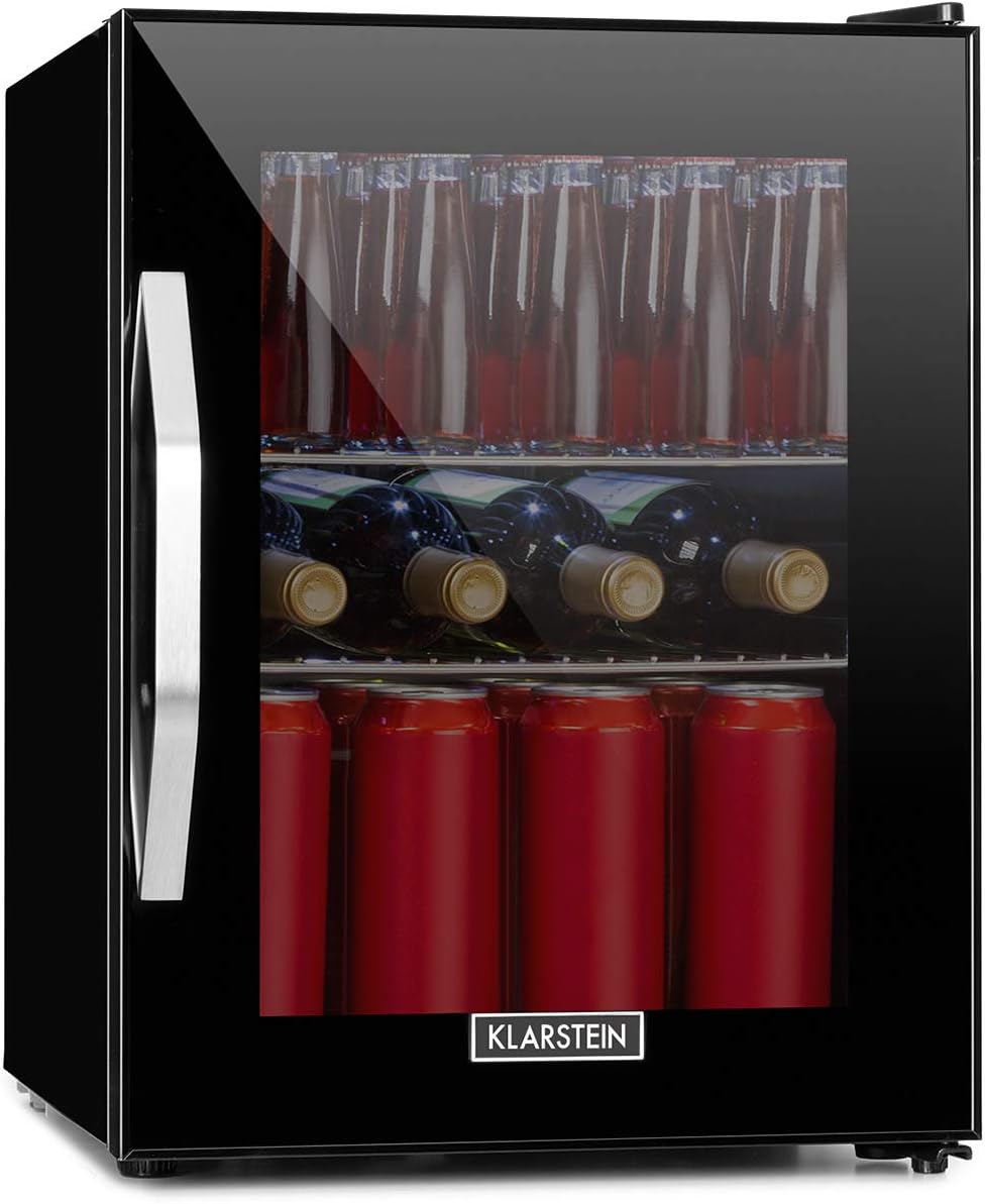 Mini Kühlschrank mit Glastür, 33 Liter, verstellbare Ablagen, leise, für Innen und Außen, ideal für Zimmer und Getränke
