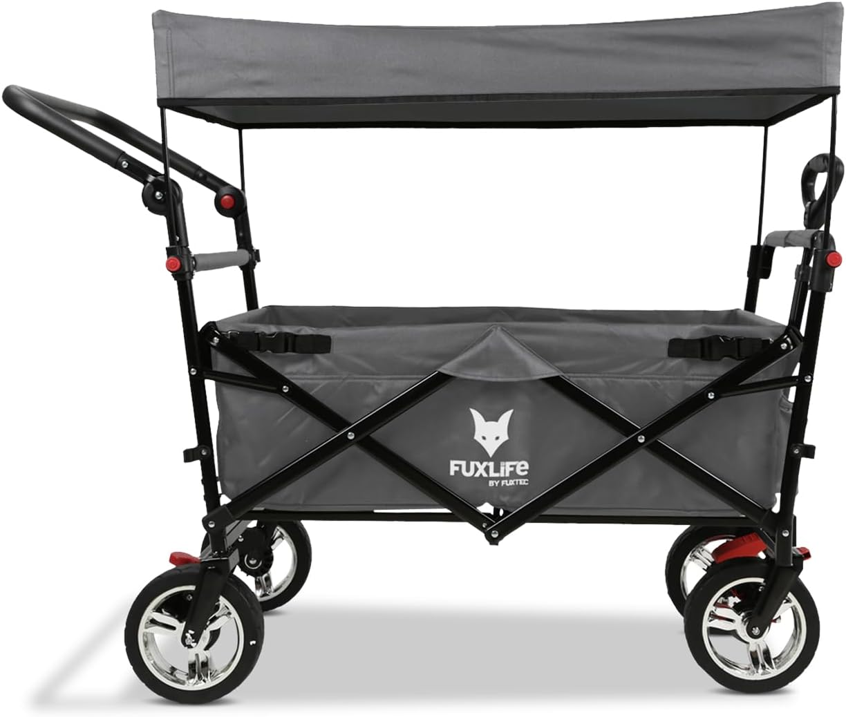 Bollerwagen faltbar FX-CT700 Grau • klappbarer Handwagen mit Bremsen • höhenverstellbarer Griff • gepolsterter Sitzbereich • platzsparend