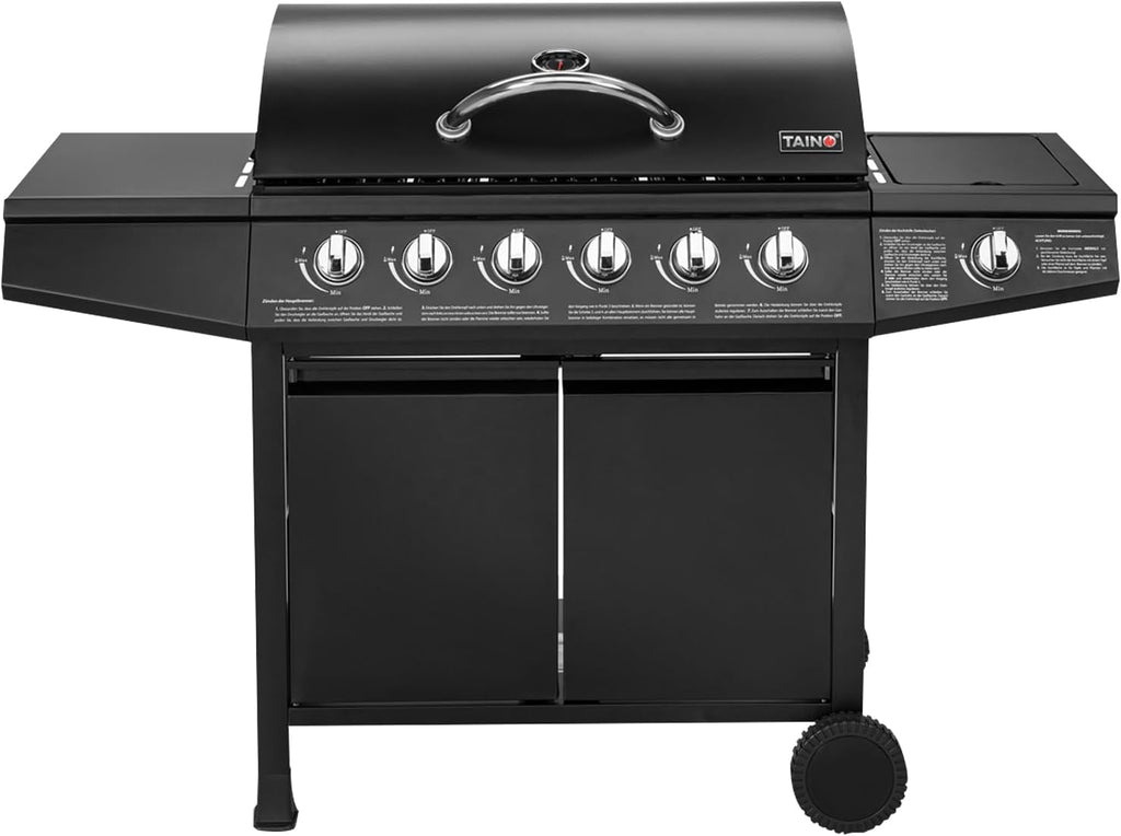 BASIC BBQ Gasgrill Grillwagen mit Edelstahl-Brenner + Seitenkocher, 6+1 Burner