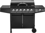 BASIC BBQ Gasgrill Grillwagen mit Edelstahl-Brenner + Seitenkocher, 6+1 Burner