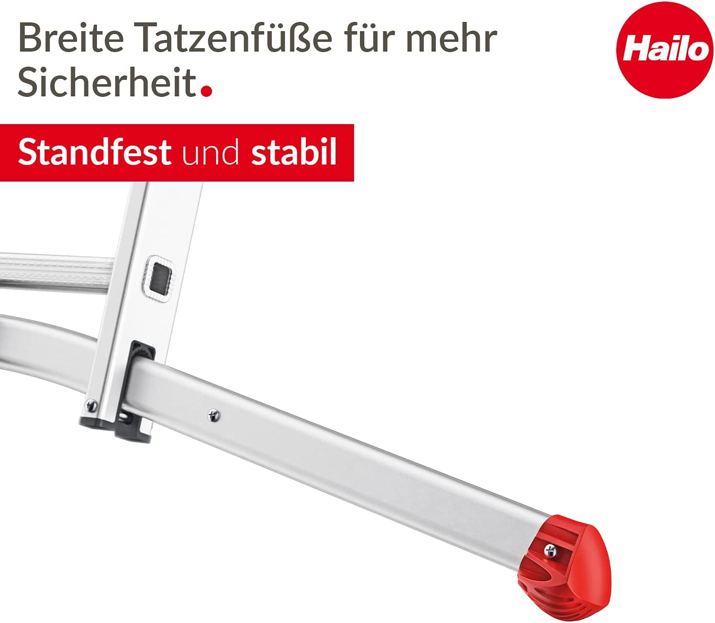 ProfiLOT S100 3-teilige Alu-Kombileiter mit Lot-System, gleicht Unebenheiten aus, 3x12 Profilsprossen, 150 kg, rostfrei, Silber