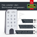 Elektronisches Türschloss, Zylinder und Keypad, Öffnung mit App, Pincode oder Funkschlüssel, ENTRYeasy 7601 PIN, Schwarz/Edelstahl Tastenfeld