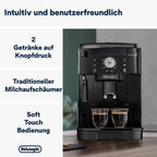 Magnifica S Kaffeevollautomat, klassischer Milchaufschäumer, Espresso & Cappuccino, Bedienfeld mit Tasten, Schwarz, ECAM11.112.B