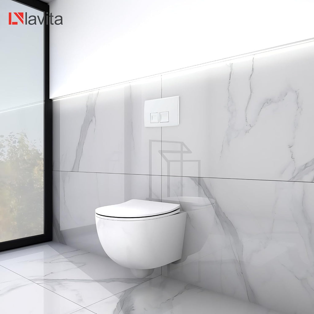 Duofix Basic Vorwandelement + Wand WC Dalia Weiß spülrandlos Tornado Spülsystem + WC-Sitz Absenkautomatik + Bedienplatte Delta 25 weiß - Komplettset