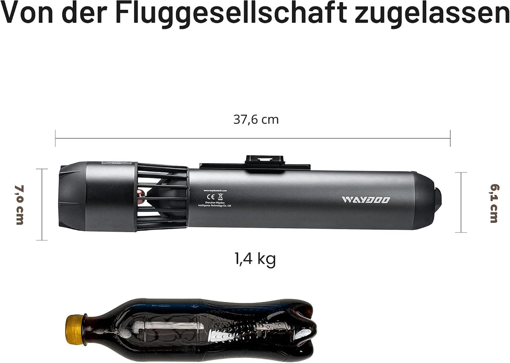 Subnado Unterwasser-Scooter, Daumensteuerung, für SUP/Pool/Tauchen/Schnorcheln, kompakt + tragbar, für Erwachsene/Kinder, grau/rot