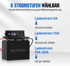 12V 100Ah LiFePO4 Bluetooth Lithiumbatterie mit BMS & Low Temperature Schutz, 12/24V 20A Ladegerät für Wohnmobil, Boot, Wohnwagen