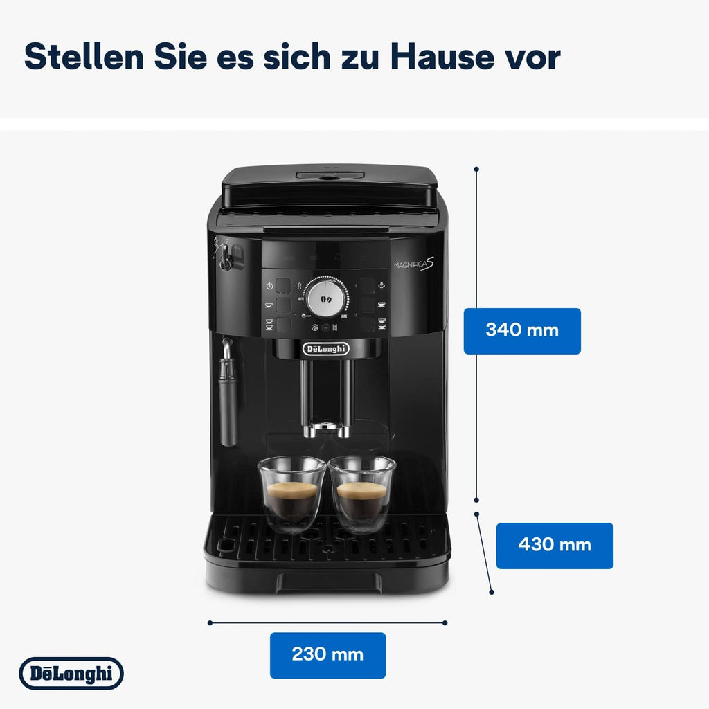 Magnifica S Kaffeevollautomat, klassischer Milchaufschäumer, Espresso & Cappuccino, Bedienfeld mit Tasten, Schwarz, ECAM11.112.B