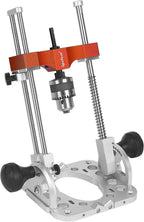 Tragbare Bohrführung, Linearkugellager-Führungsstangen, 1/2" Spannzange, Bohrpressenadapter Handbohrmaschine, 0-60° einstellbar, Mehrwinkelbohrführung