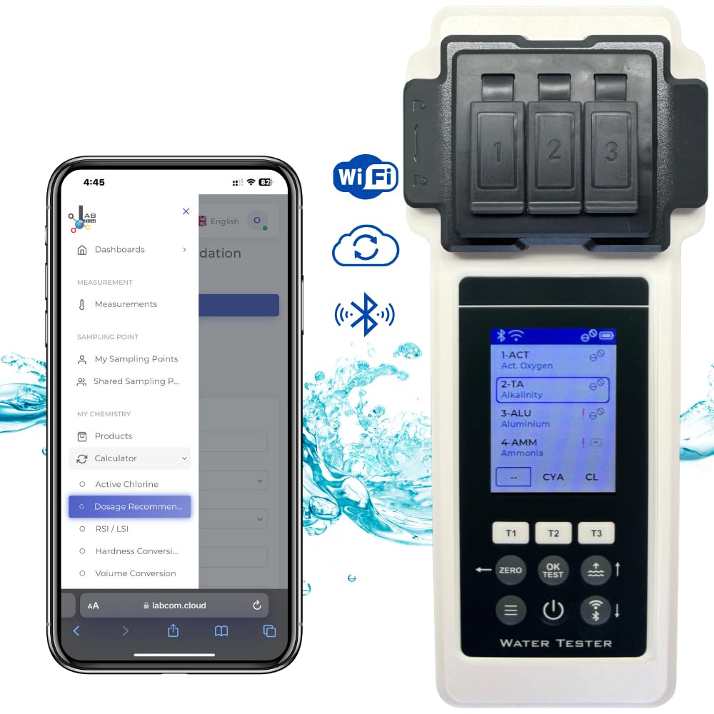 2.0 Premium Wasseranalyse-Set, 27 Parameter, WiFi + BT + App, für Pool/Spa/Whirlpool, inkl. Koffer + Wasserstandsausgleicher, Sonderedition