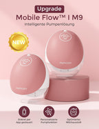 Freihändige Milchpumpe Mobile Flow M9 Upgrade | Elektrisch & App-Steuerung, Personalisierte Multi-Modi & 15 Stufen, Tragbare Pumpe, 24 mm (Rot, 2 Stück)