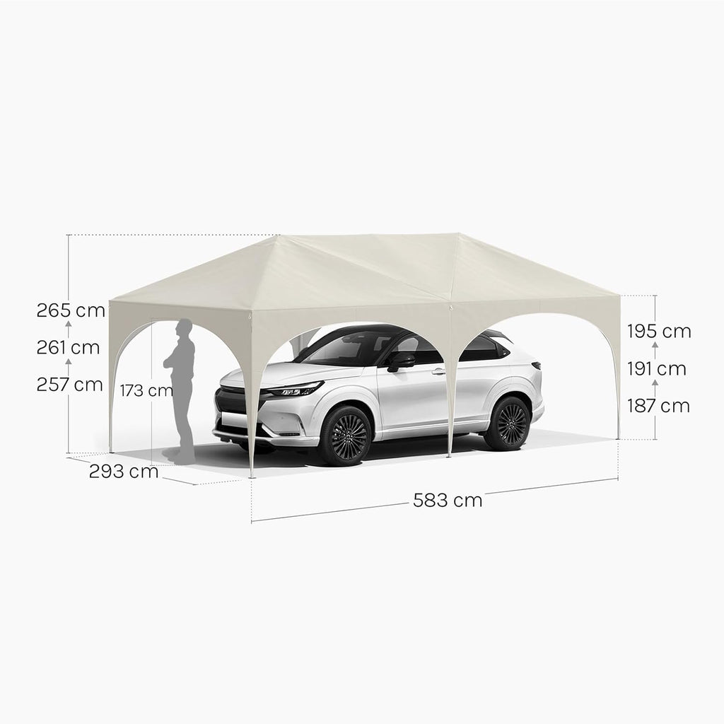 Faltpavillon 3x6m, 6 Seitenwände, wasserabweisend, UV-Schutz 50+, höhenverstellbar, mit Tragetasche, für Outdoor/Garten/Camping, beige