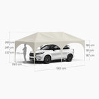 Faltpavillon 3x6m, 6 Seitenwände, wasserabweisend, UV-Schutz 50+, höhenverstellbar, mit Tragetasche, für Outdoor/Garten/Camping, beige