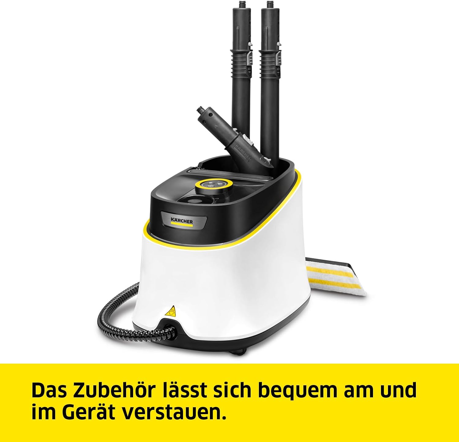 Dampfreiniger SC 3 Deluxe, 3,5 bar, 30 s Aufheizzeit, 1900 W, 75 m², 1 l Tank, Bodenreinigungsset, Mikrofaser, Düsen, Rundbürste, Weiß