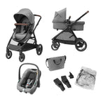 Zelia S Trio Kinderwagen 3in1 Komplettset, 0-4 Jahre, 22 kg, klappbar, kompakt, mit CabrioFix S i-Size + Wickeltasche, grau