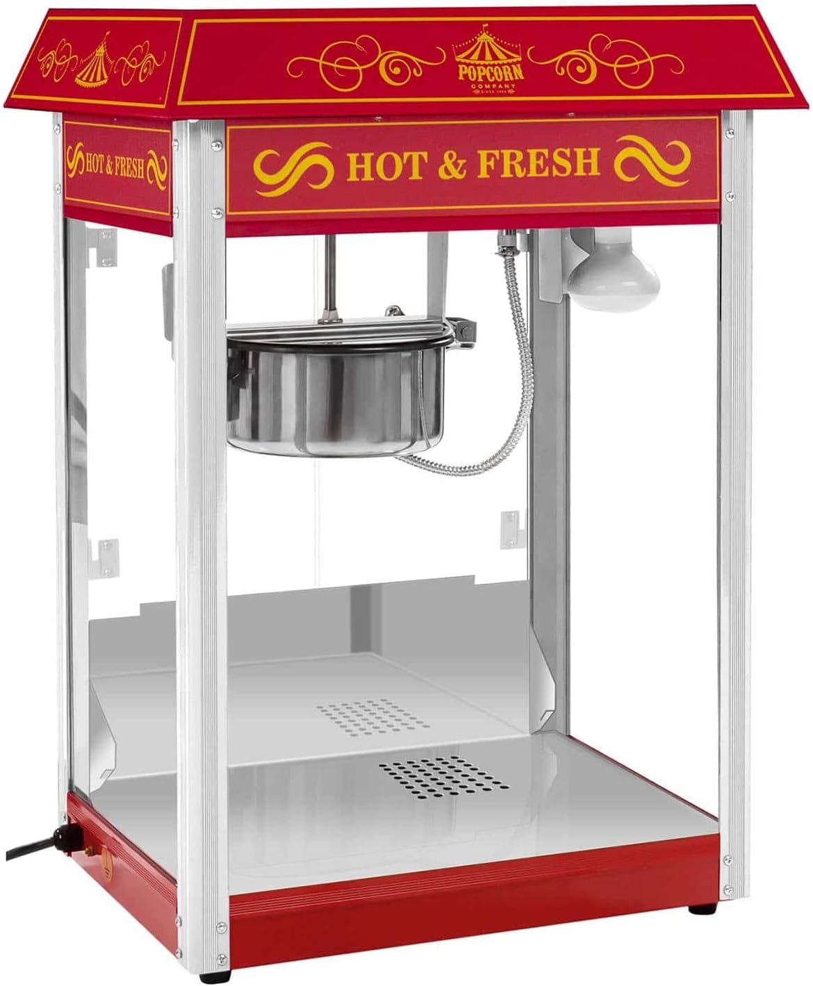 Popcornmaschine 1500 W, 5 kg/h, Retro Vintage Design, Rot
