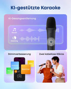 Rave 3S Partybox, KI-Karaoke, 2 kabellose Mikros, 200W, KI-Gesangsentfernung, Lichtshow, Auracast, 12h, Bluetooth-Lautsprecher für innen/außen