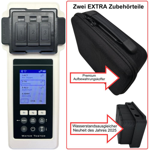 2.0 Premium Wasseranalyse-Set, 27 Parameter, WiFi + BT + App, für Pool/Spa/Whirlpool, inkl. Koffer + Wasserstandsausgleicher, Sonderedition