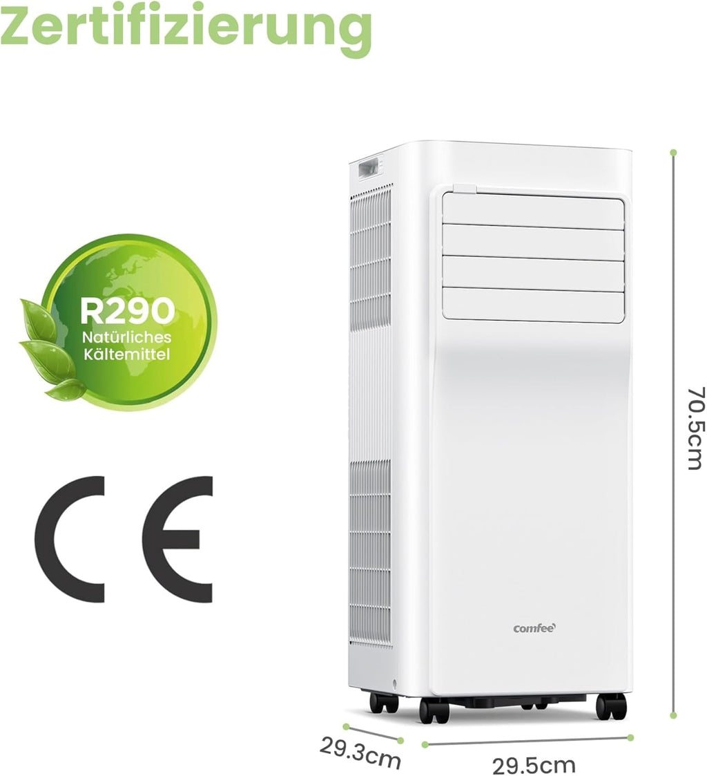Breezy Cool Pro 2.6 Klimagerät, 9000 BTU, 2,6kW, Kühlen/Ventilieren/Entfeuchten, App, bis 88m³ (33m²), Abluftschlauch, Energie A