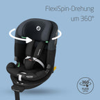 Emerald 360 S i-Size, Autositz 360° drehbar, 0–12 Jahre (40–150 cm), FlexiSpin-Drehung, 4 Liegepositionen, G-CELL Seitenaufprallschutz, Tonal Black