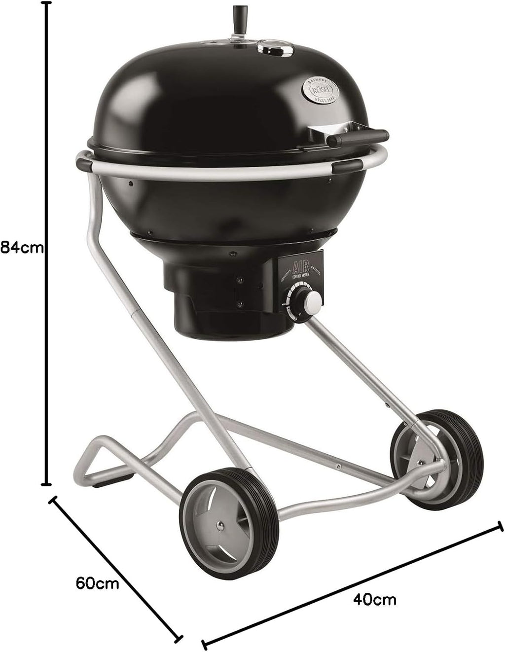 Holzkohle-Kugelgrill No.1 AIR F60 - Hochwertiger Kohlegrill mit Air Control, klappbarem Edelstahl-Grillrost, extra große Grillfläche & Deckelthermometer