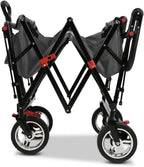 Bollerwagen faltbar FX-CT700 Grau • klappbarer Handwagen mit Bremsen • höhenverstellbarer Griff • gepolsterter Sitzbereich • platzsparend