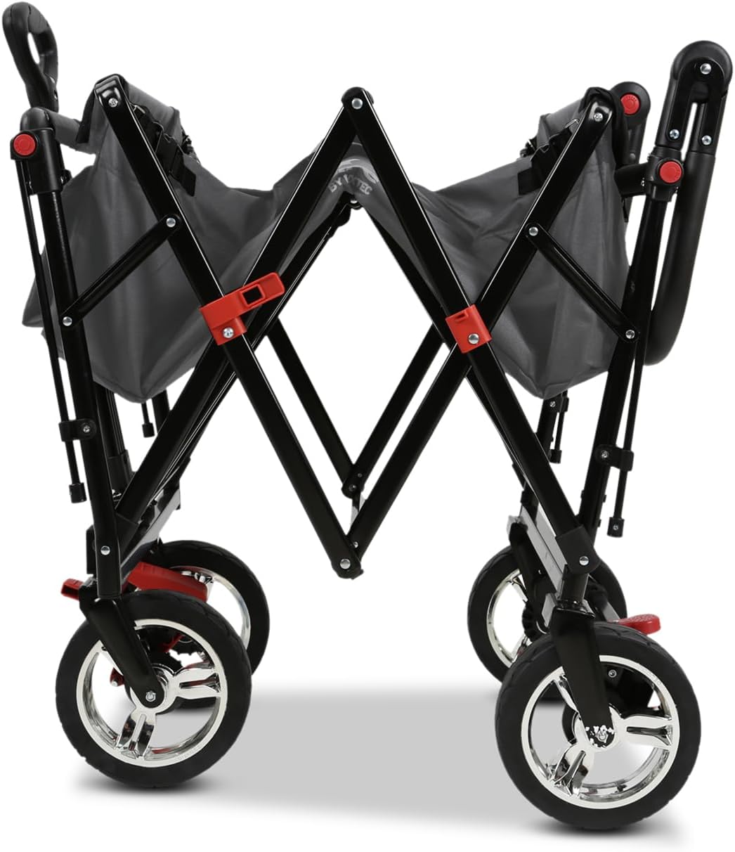 Bollerwagen faltbar FX-CT700 Grau • klappbarer Handwagen mit Bremsen • höhenverstellbarer Griff • gepolsterter Sitzbereich • platzsparend