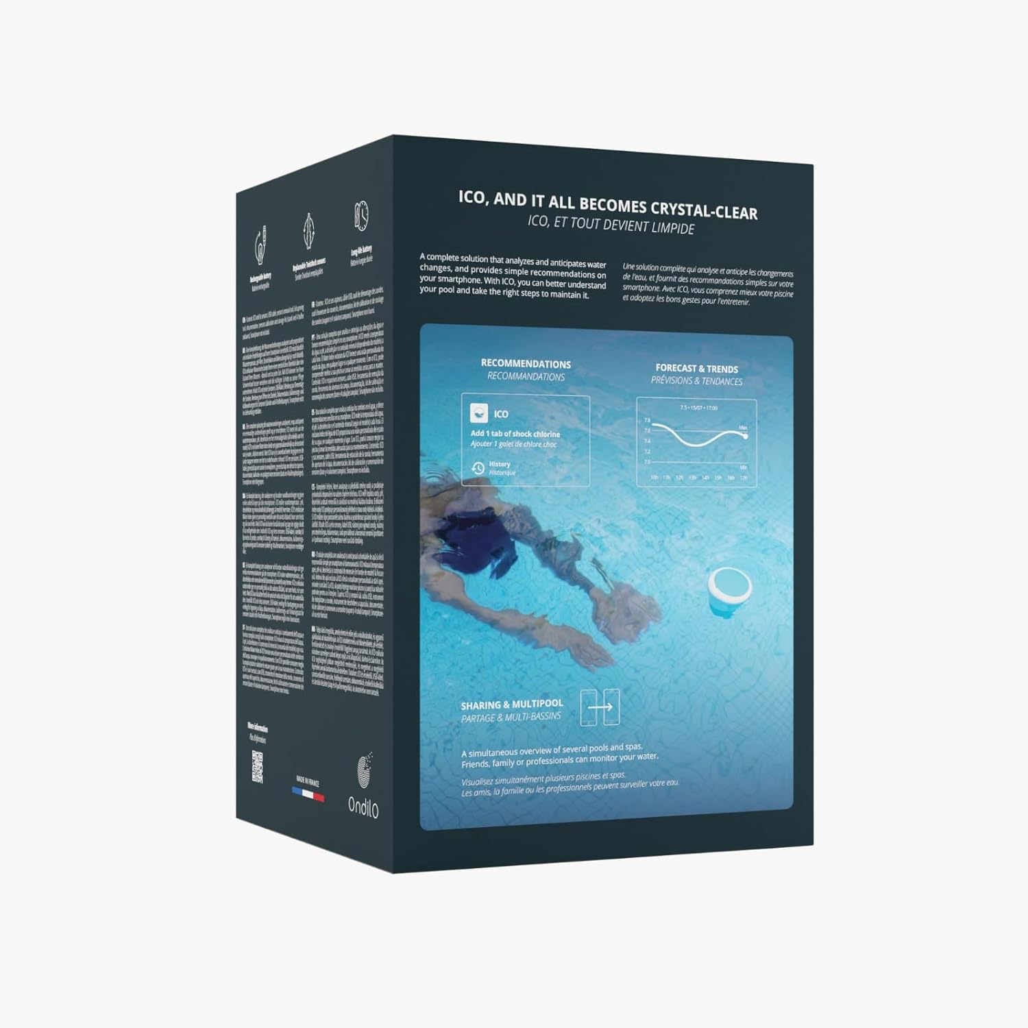 ICO Pool V2 Essential+ - Wasseranalysegerät, stündlich pH/ORP/Temperatur, inkl. Kalibrierungsset für Chlor- oder Brom-Pools