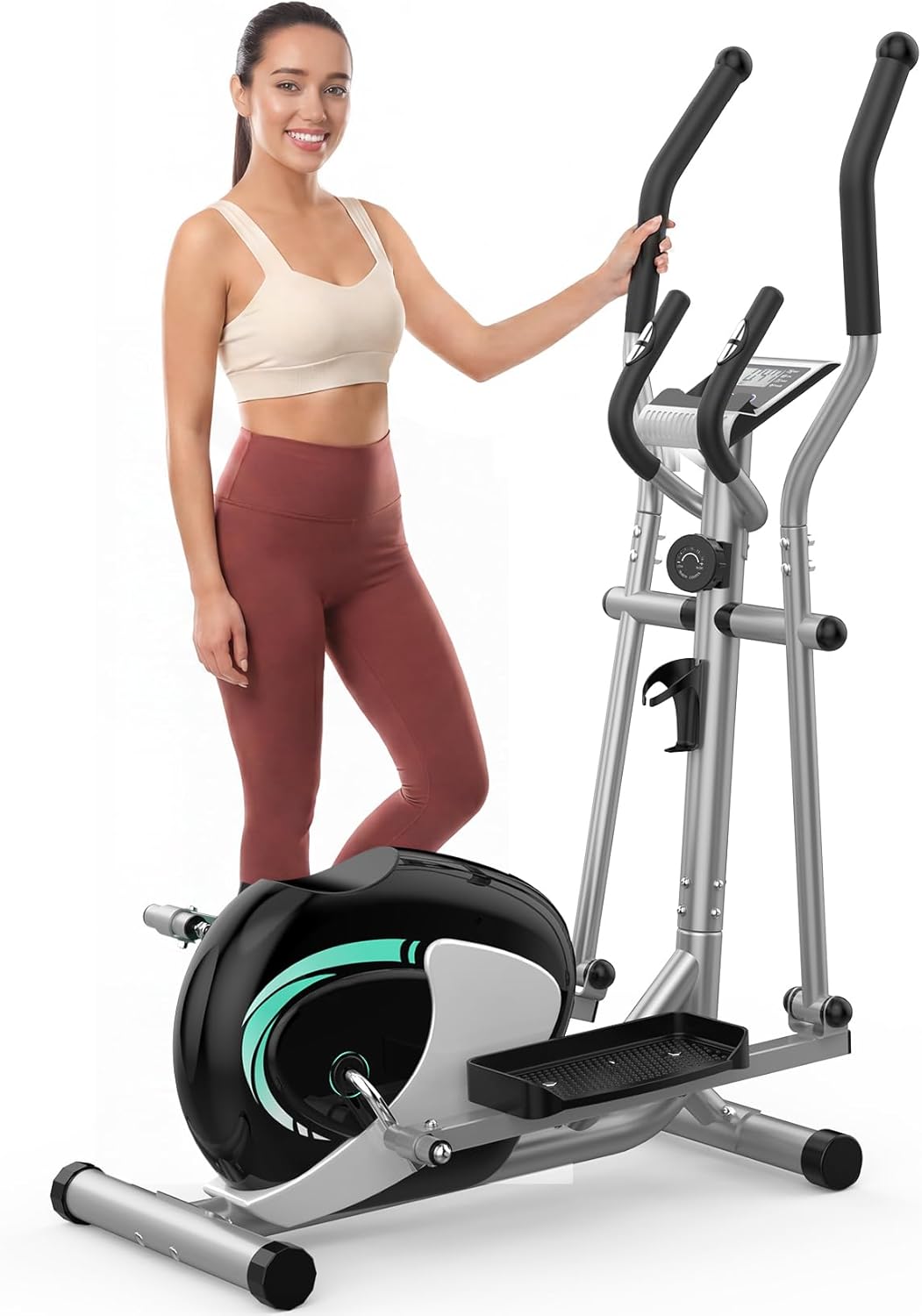 Crosstrainer Ellipsentrainer für Zuhause, 16 Widerstandsstufen, leiser magnetischer Antrieb, 6 kg Schwungrad, LCD-Monitor & Pulsmessung
