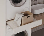 Hochschrank Badschrank für Waschmaschine & Wäschetrockner, Überbauschrank 187x65x66 cm, Weiß, 66 cm breit