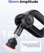 D6 Pro Massagepistole mit 16mm Amplitude und OLED-Bildschirm, Percussion Massage Gun inkl. Tragetasche, für Schulter Rücken Bein Muskelentspannung