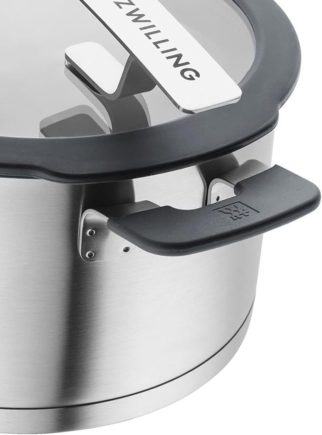 Simplify Kochtopf-Set 5-teilig, mit integriertem Sieb, Induktion geeignet, Ausgießfunktion, Stay-Cool-Griffe, Edelstahl, Grau