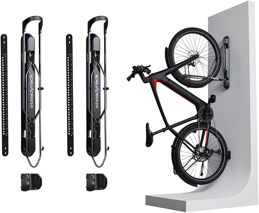 ProFlex Wide Fahrrad-Wandhalterung - Vertikal Klappbar für E-Bikes, MTB, Gravelbikes - Platzsparende Aufbewahrung - 2er Pack