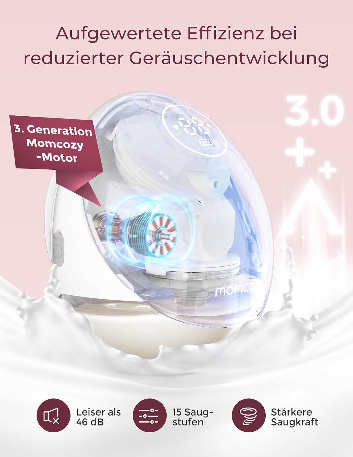Freihändige Milchpumpe Mobile Flow M9 Upgrade | Elektrisch & App-Steuerung, Personalisierte Multi-Modi & 15 Stufen, Tragbare Pumpe, 24 mm (Rot, 2 Stück)
