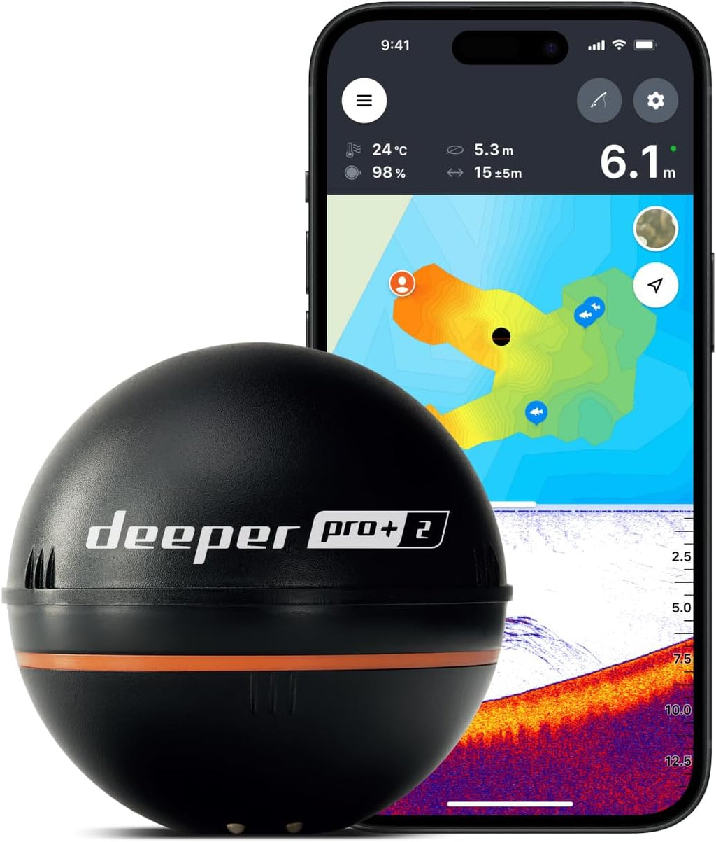 Smart Sonar Pro+ 2 Fischfinder Echolot – mit Tiefenmesser und GPS-Sender | für Kajak, Boot oder Eisangeln
