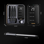 INT-14-BW kabelloses Fleischthermometer, Smart-Grillthermometer, WIFI 2.4G + BT 5.4, 91m Reichweite, für Ofen/Grill/Smoker/Rotisserie/Airfryer