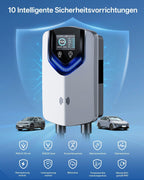 11kW Wallbox mit App + RFID, 3-Phasen Typ 2, 400V/6-16A, 8m Kabel + Halter, RCD Typ B, IP54, Startzeit-Einstellung, für BEV/PHEV