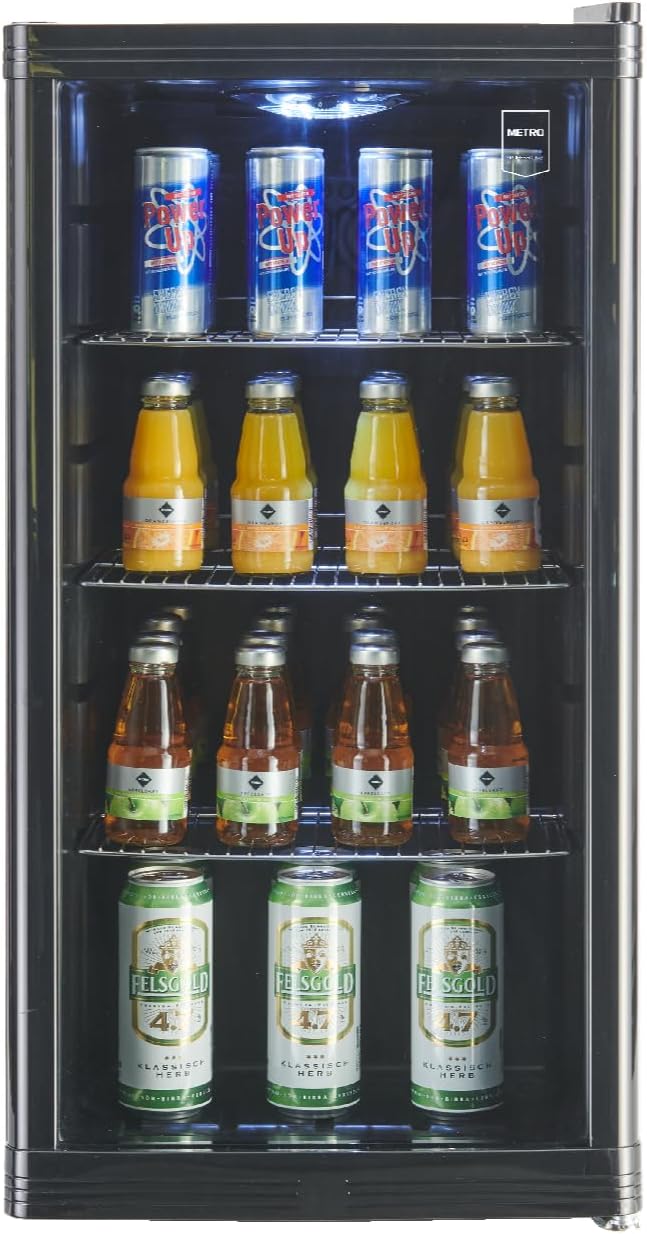 Mini-Kühlschrank 88 L GPC1088, 1.052 kWh/24h, 3 Edelstahl-Drahtböden, schwarz
