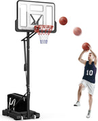 Outdoor Basketballkorb, 145-305cm EIN-Knopf-Schnellverstellung, 110x75cm Rückwand, mit Gewichtssack, für Kinder, Jugendliche & Erwachsene