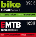 11521 Fahrradträger PREMIUM 2, E-Bike geeignet, komplett vormontiert, Diebstahlschutz, für 2 Fahrräder, für Anhängekupplung, Schwarz, Silber