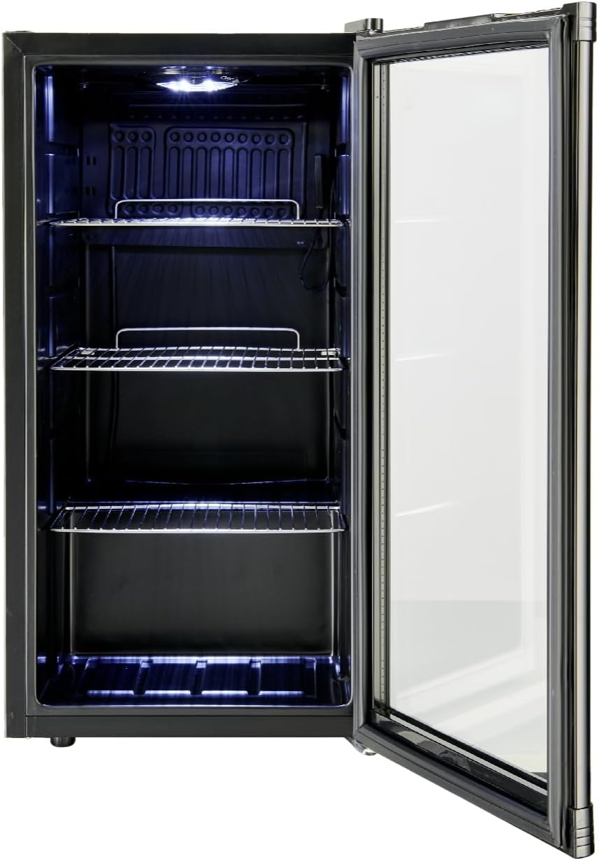 Mini-Kühlschrank 88 L GPC1088, 1.052 kWh/24h, 3 Edelstahl-Drahtböden, schwarz