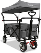 Bollerwagen faltbar FX-CT700 Grau • klappbarer Handwagen mit Bremsen • höhenverstellbarer Griff • gepolsterter Sitzbereich • platzsparend