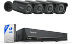 4K Überwachungskamera Set, 8CH PoE NVR mit 4X 8MP Kameras, Personenerkennung & Fahrzeugerkennung, 24/7 Aufnahme, RLK8-800B4 Schwarz