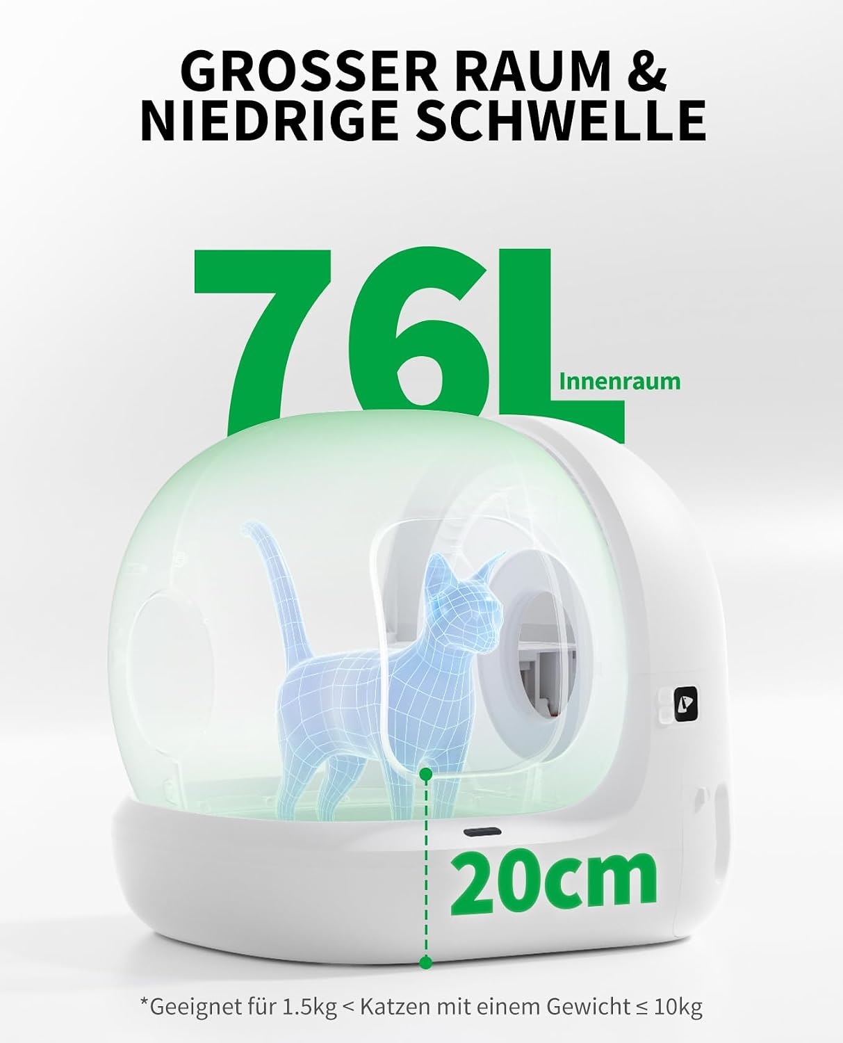 Pura Max 2 Selbstreinigende Katzentoilette, 76L, xSecure, Geruchsbeseitigung, App-Steuerung, Großes Fassungsvermögen, für mehrere Katzen