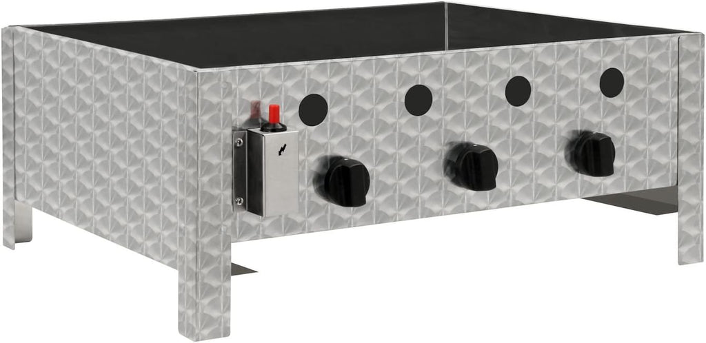 Edelstahl Gastrobräter 3-flammig 64x52x27 cm | Gastrogasgrill, Tischgrill, Wurstbrater