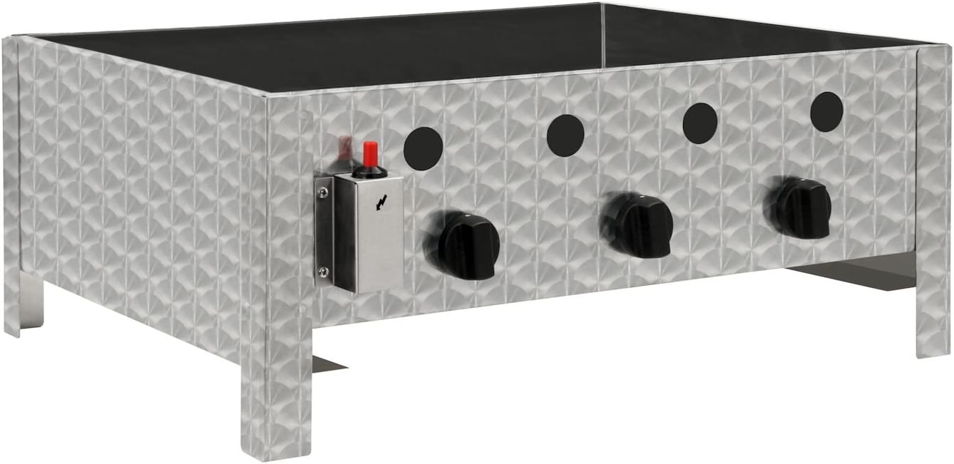Edelstahl Gastrobräter 3-flammig 64x52x27 cm | Gastrogasgrill, Tischgrill, Wurstbrater