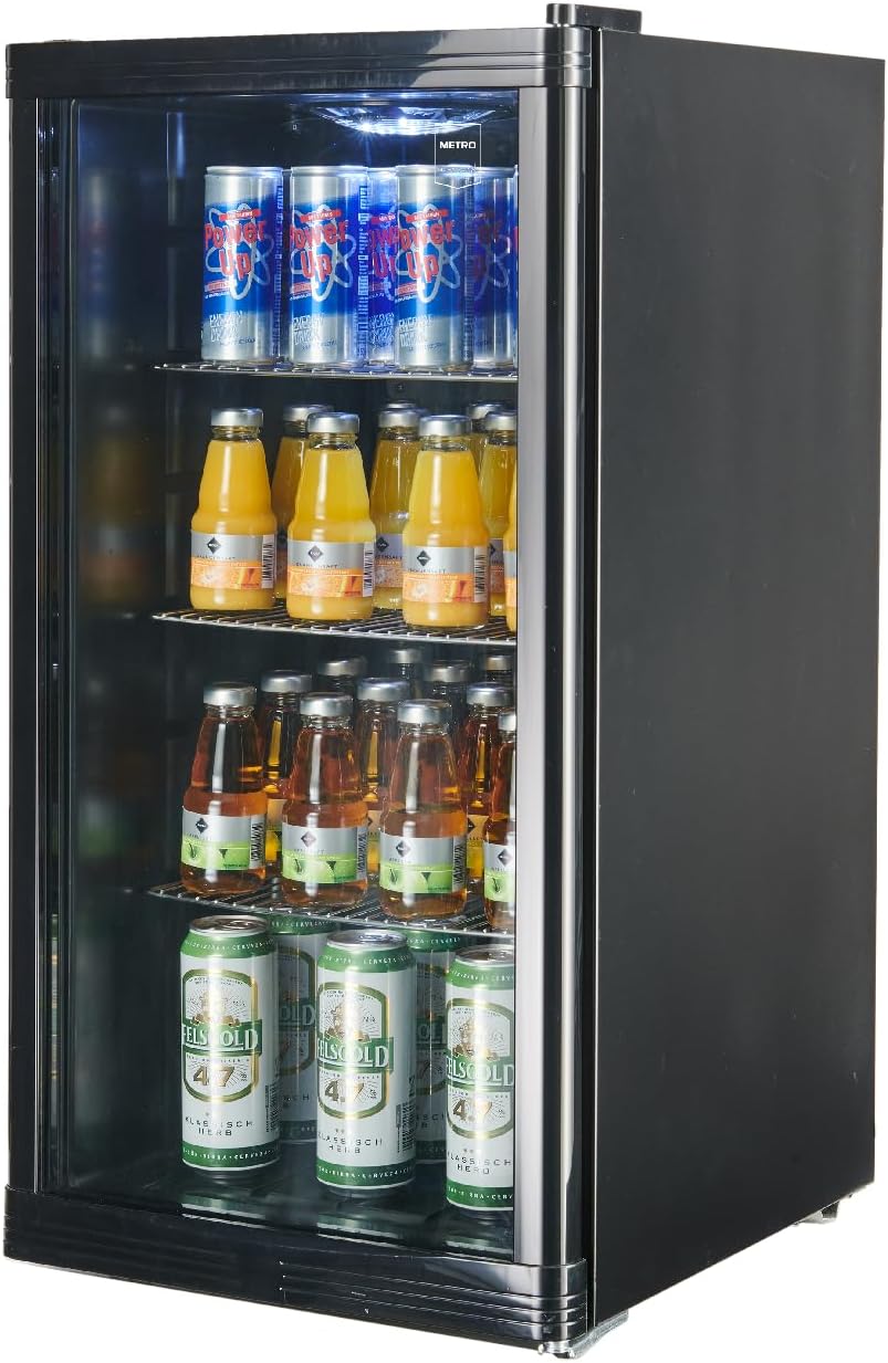 Mini-Kühlschrank 88 L GPC1088, 1.052 kWh/24h, 3 Edelstahl-Drahtböden, schwarz